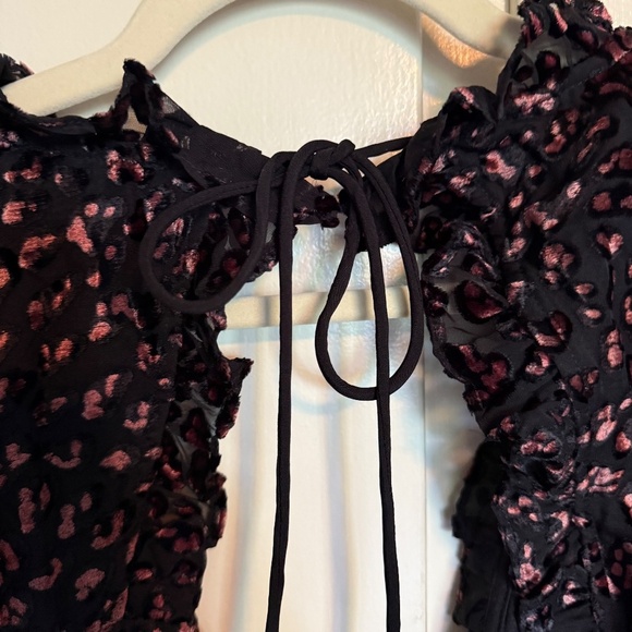 NWOT ASOS Design Ruffle Wrap Leopard Burnout Velvet Mini Dress Backless Size 10 - Picture 12 of 16
